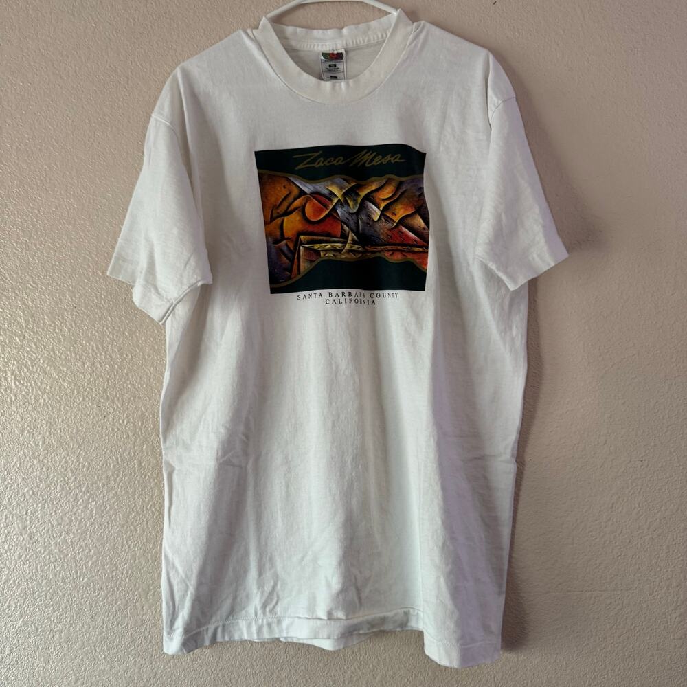 VTG 90s Zaca Mesa Winery Santa Barbara County Art T-Shirt - Fruit of the Loom XL
